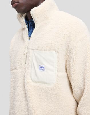 Workwear Relaxed Half Zip Sweater in Warm Ecru