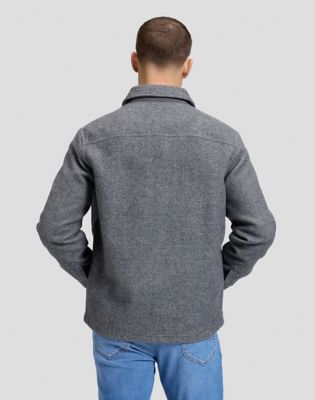 Relaxed Wool Overshirt in Heather Grey