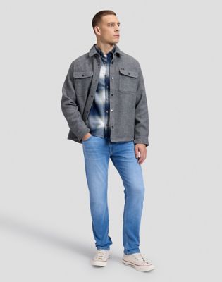 Relaxed Wool Overshirt in Heather Grey