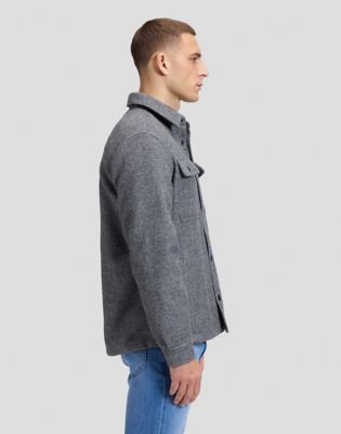 Relaxed Wool Overshirt in Heather Grey