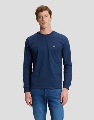 Regular Long Sleeve Patch Logo Tee in Dress Blues