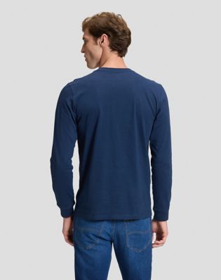 Regular Long Sleeve Patch Logo Tee in Dress Blues