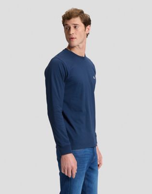 Regular Long Sleeve Patch Logo Tee in Dress Blues