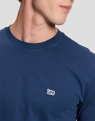 Regular Long Sleeve Patch Logo Tee in Dress Blues