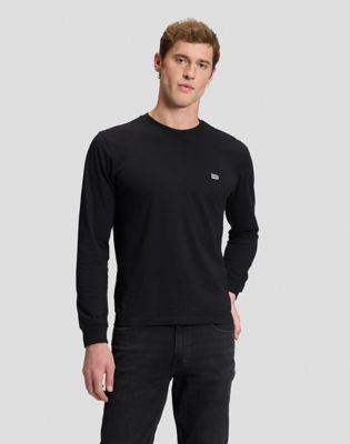 Regular Long Sleeve Patch Logo Tee in Black