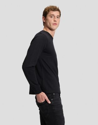 Regular Long Sleeve Patch Logo Tee in Black