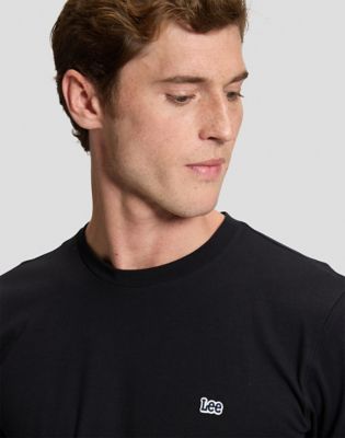 Regular Long Sleeve Patch Logo Tee in Black