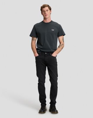 Relaxed Small Logo Tee in Washed Black