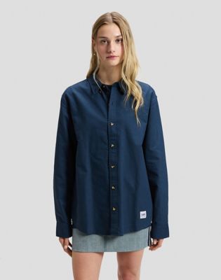 Workwear Relaxed No Pocket Button Down Shirt in Insignia Blue
