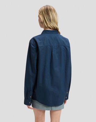 Workwear Relaxed No Pocket Button Down Shirt in Insignia Blue