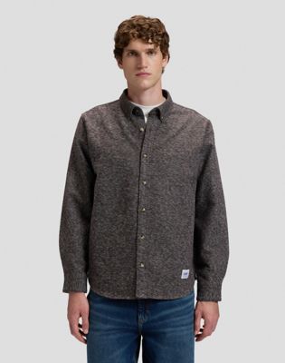 Workwear Relaxed No Pocket Button Down Shirt in Chocolate Torte