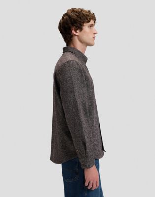 Workwear Relaxed No Pocket Button Down Shirt in Chocolate Torte