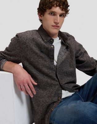 Workwear Relaxed No Pocket Button Down Shirt in Chocolate Torte