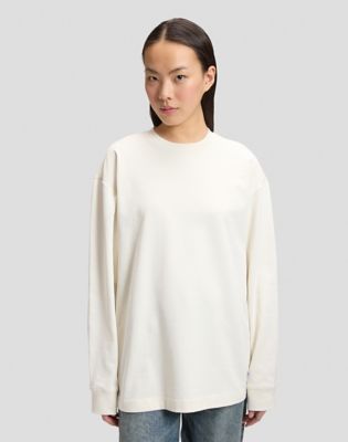 Workwear Relaxed Long Sleeve Boxy Heavy Tee in Ecru