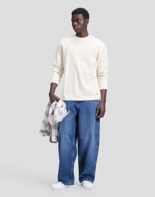 Workwear Relaxed Long Sleeve Boxy Heavy Tee in Ecru