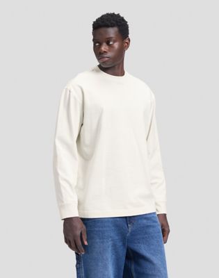 Workwear Relaxed Long Sleeve Boxy Heavy Tee in Ecru