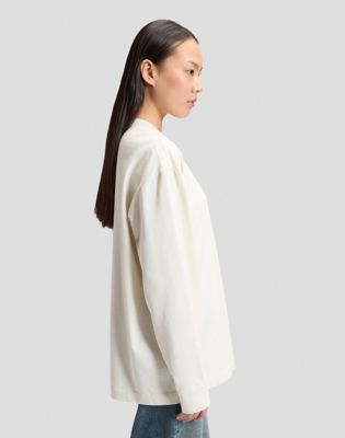 Workwear Relaxed Long Sleeve Boxy Heavy Tee in Ecru