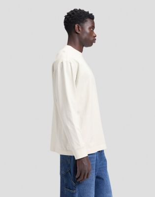 Workwear Relaxed Long Sleeve Boxy Heavy Tee in Ecru