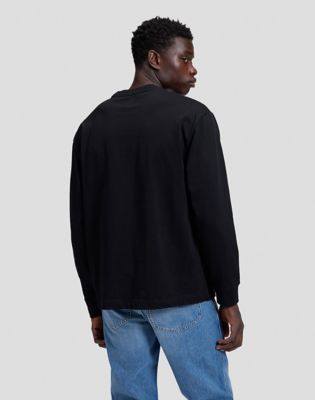 Workwear Relaxed Long Sleeve Boxy Heavy Tee in Black
