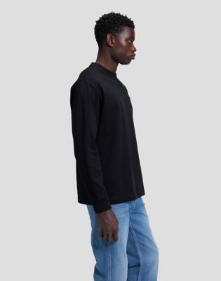 Workwear Relaxed Long Sleeve Boxy Heavy Tee in Black