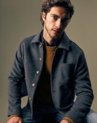 Gold Relaxed Wool Jacket in Grey Charcoal Heather