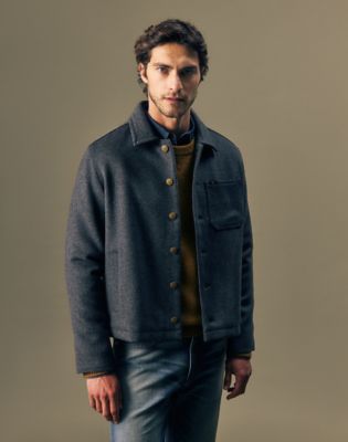 Gold Relaxed Wool Jacket in Grey Charcoal Heather