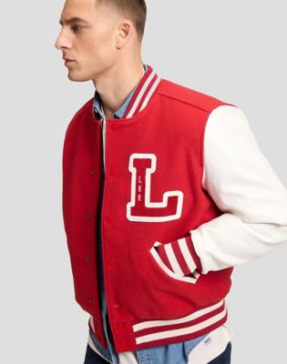 Workwear Relaxed Letterman Jacket in Samba
