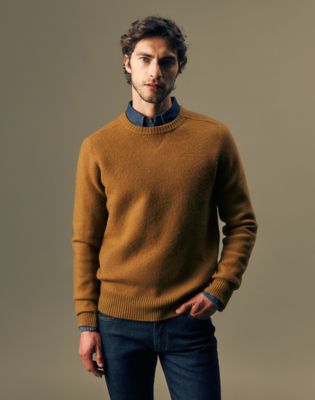 Gold Regular Boiled Wool Sweater in Golden Tobacco