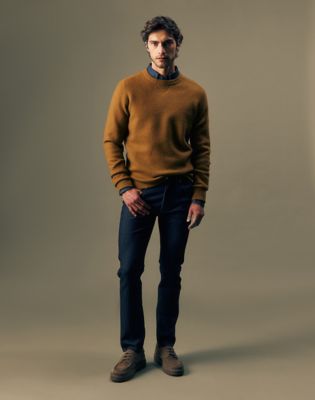 Gold Regular Boiled Wool Sweater in Golden Tobacco
