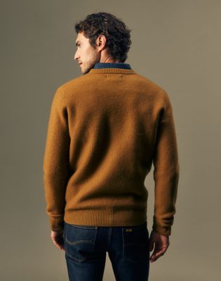 Gold Regular Boiled Wool Sweater in Golden Tobacco