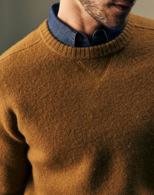Gold Regular Boiled Wool Sweater in Golden Tobacco