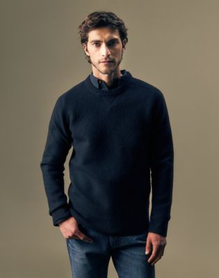 Gold Regular Boiled Wool Sweater in Rebel Navy