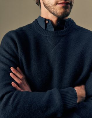 Gold Regular Boiled Wool Sweater in Rebel Navy