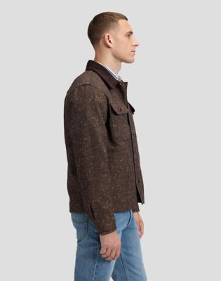 Loose Corduroy Collar Mix Overshirt in Chocolate Torte