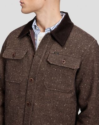 Loose Corduroy Collar Mix Overshirt in Chocolate Torte