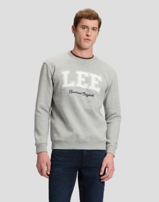 Lee Original Regular Crew Sweatshirt in Mid Grey Mele