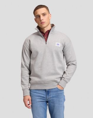 Workwear Relaxed Half Zip Sweatshirt in Grey Mele