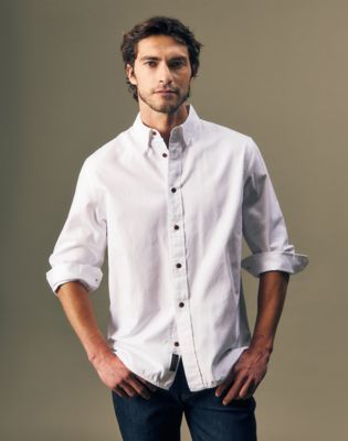 Gold Regular Oxford Button Up Shirt in Bright White