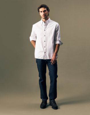 Gold Regular Oxford Button Up Shirt in Bright White