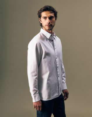 Gold Regular Oxford Button Up Shirt in Bright White