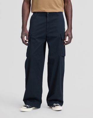 Workwear Loose Cargo Trousers in Black