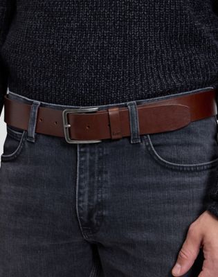 Lee Embossed Logo Leather Belt Dark Brown, Lee