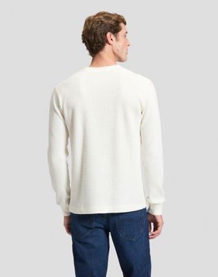 Regular Long Sleeve Waffle Tee in Off White