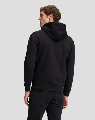 Regular Varsity Full Zip Hoodie in Black