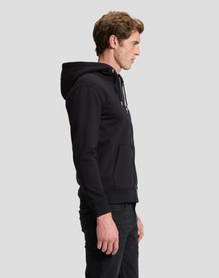 Regular Varsity Full Zip Hoodie in Black