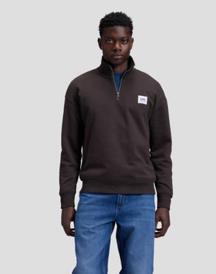 Workwear Relaxed Half Zip Sweatshirt in Chocolate Torte