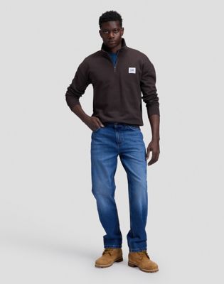 Workwear Relaxed Half Zip Sweatshirt in Chocolate Torte
