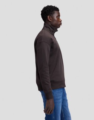 Workwear Relaxed Half Zip Sweatshirt in Chocolate Torte