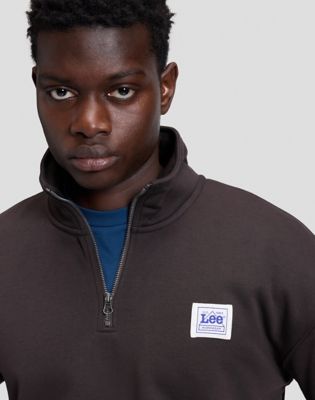Workwear Relaxed Half Zip Sweatshirt in Chocolate Torte