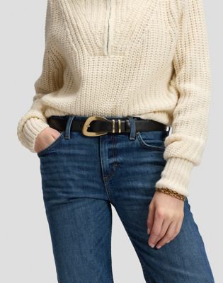 Big Buckle Leather Belt in Black